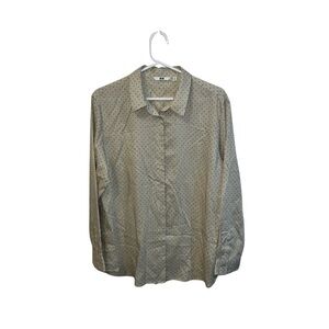 UNIQLO Beige Polka Dot Women’s Button-Up Shirt XL Stylish Office Casual